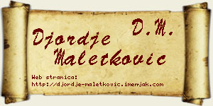 Đorđe Maletković vizit kartica